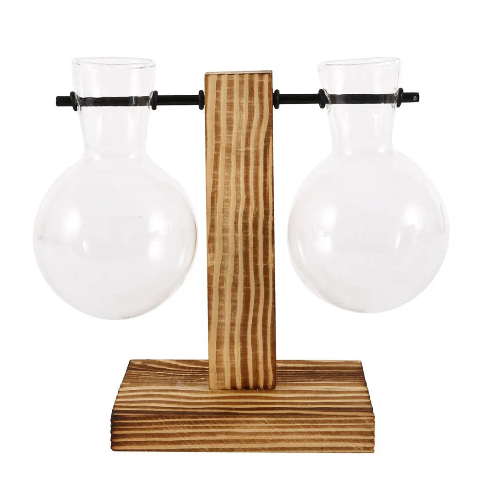 FloraGlow™ Glasvas med Träställning